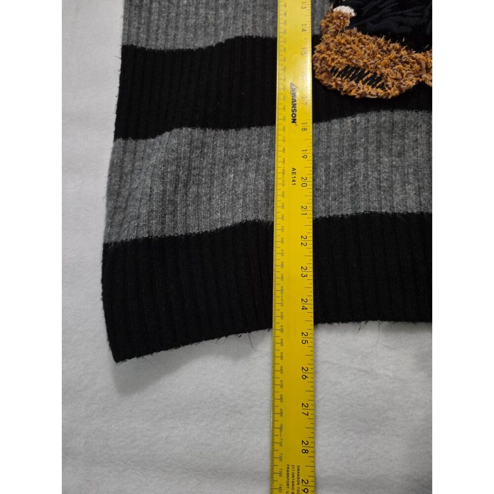 MWM Mod Wave Movement Holiday Teddy Bear Striped Turtleneck Knit Sweater - Picture 4 of 4